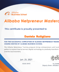 Daniele Rutigliano consegue il master Alibaba Netpreneur Masterclass